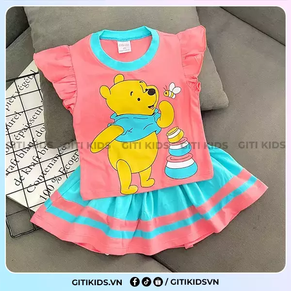 Váy Trẻ Em 7 Tuổi 8 Tuổi Gấu Pooh